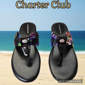 SANDALS CHARTER CLUB Benjii Fabric Cushioned Flip Flops Sz 8M